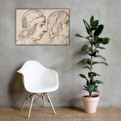 Four Caricatured Heads - Pier Francesco Mola - 1612–66 - Canvas Museum quality 7744709