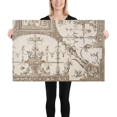 Ceiling Design with Grotesques - Antonio Liverani - 19th century - Canvas Museum quality 7744247