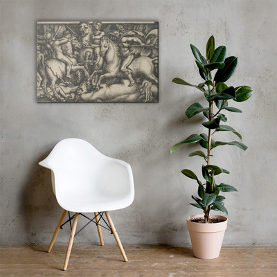 Hercules Fighting Against the Trojans from The Labors of Hercules - Sebald Beham - Canvas Museum quality 7747138