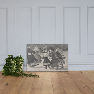 "Winter" – A Skating Scene (Harper's Weekly, Vol. XII) - Winslow Homer - January 25, 1868 - Canvas Museum quality 7723824