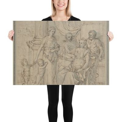 Cornelia, Mother of the Gracchi, Pointing to her Children as her Most Precious Ornaments - Gillis Mostaert the Elder - mid-16th–late 16th century - Photo Paper Poster Museum quality 7746967