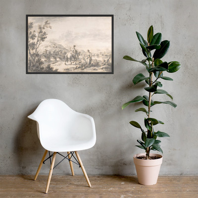 River Landscape with Two Mendicants and Other Figures - Giuseppe Zais - 1709–84 - Photo Paper Framed Poster Museum quality 7746153