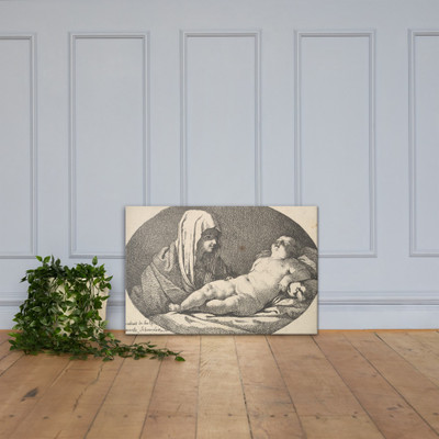 The Virgin at left watching the infant Christ as he sleeps, an oval composition, after Reni - Jean Jacques Lagrenée - 1760–63 - Canvas Museum quality 7747754