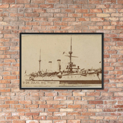 9 de Julio, Republic of Argentina, from the Famous Ships series (N50) for Virginia Brights Cigarettes - Allen & Ginter - 1895 - Matte Paper Framed Poster Museum quality 7747582