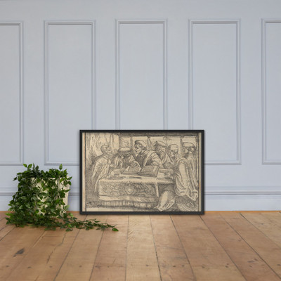 Six Scholars Sitting Around a Table - Hans Burgkmair - Photo Paper Framed Poster Museum quality 7724853