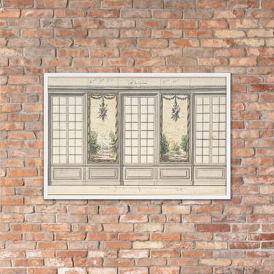 Design for a Windowed Wall with Decorative Panels - Anonymous, French, 18th century - mid-18th century - Matte Paper Framed Poster Museum quality 7724978
