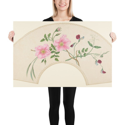 Fan Design with Flower Motifs - Anonymous, French, 19th century - 19th century - Photo Paper Poster Museum quality 7725295