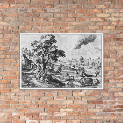 Four Landscapes with the Four Seasons - Hendrick van Schoel - 16th century - Matte Paper Framed Poster Museum quality 7724558