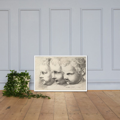 Three children's heads - Wenceslaus Hollar - 1645 - Photo Paper Framed Poster Museum quality 7737548