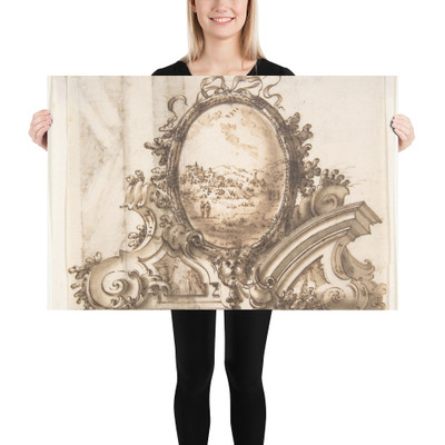 Design for an Overdoor Decoration with Variant (recto); Sketch of a Marbled Wall (verso) - Anonymous, Italian, Bolognese, 18th century - 1740–60 - Photo Paper Poster Museum quality 7744324