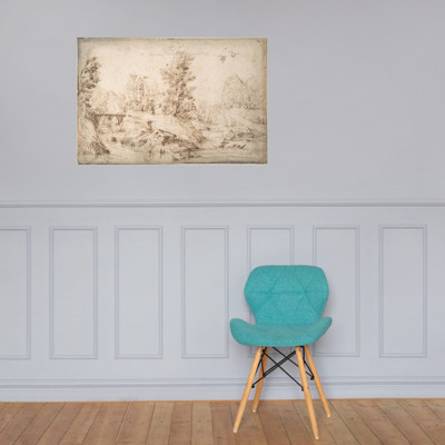 River View with Figures - Anonymous, Italian, Roman-Bolognese, 17th century - 17th century - Paper Poster Museum quality 7746007