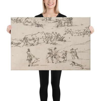 Bullbaiting in a Venetian Piazza - Francesco Guardi - 1712–93 - Canvas Museum quality 7795774