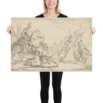 Illustration for a Book:  Soldiers Surrendering to an Emperor, with a City in the Background - Giovanni Battista Tiepolo - 1696–1770 - Photo Paper Poster Museum quality 7799306