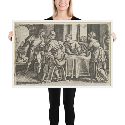 Tobias Leaving the Table, from The Story of Tobias - Georg Pencz - 1543 - Matte Paper Framed Poster Museum quality 7794304