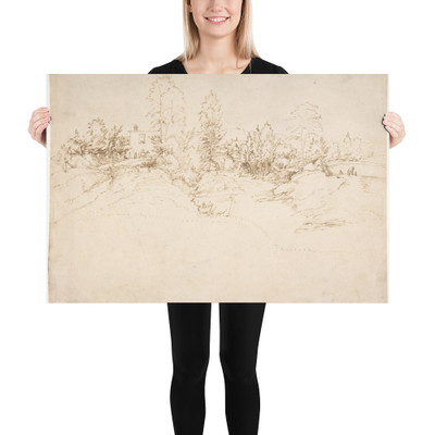 Landscape (Wooded Approach to a Town) - Fra Bartolomeo (Bartolomeo di Paolo del Fattorino) - ca. 1508 - Paper Poster Museum quality 7797069