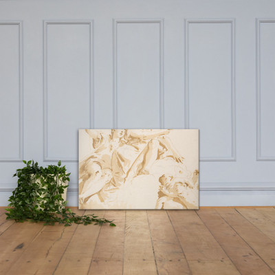 Two Women Seated on a Cloud, and Two Putti - Giovanni Battista Tiepolo - 1696–1770 - Canvas Museum quality 7795081