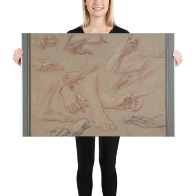 Studies of Hands and Feet - François Le Moyne - early 18th century - Paper Poster Museum quality 7798111