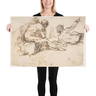 Two Nude Male Figures, One Seated and One Reclining - Micco Spadaro (Domenico Gargiulo) - 1609/10–?1675 - Photo Paper Poster Museum quality 7796002