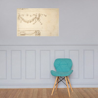 Design for a Frieze: Garland and Animal Skull - Anonymous, Italian, first half of the 18th century - 18th century - Photo Paper Poster Museum quality 7797567