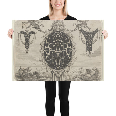 Oval Pendant or Case and Two Bezel Designs - Giovanni Battista Costantini - 1622 - Paper Poster Museum quality 7799872