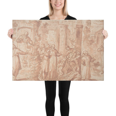 Scenes from the Life of Saint Anthony Abbot - Giovanni Battista Lombardelli (Giovanni Battista della Marca, "Il Montano") - 1532–87 - Canvas Museum quality 7797598