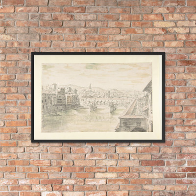 View of the Ponte Vecchio, Florence - Israel Silvestre - 17th century - Matte Paper Framed Poster Museum quality 7798489