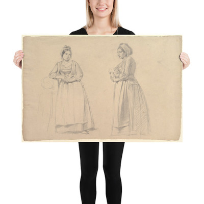 Two Studies of a Woman in Peasant Costume - Alexandr Andreevic Ivanov - 19th century - Photo Paper Poster Museum quality 7796102