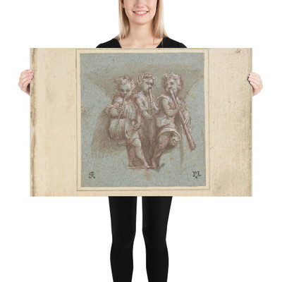 Design for a Pendentive:  Youthful Musicians with Wind Instruments and a Drum - Pomponio Amalteo - 1505–88 - Paper Poster Museum quality 7797154