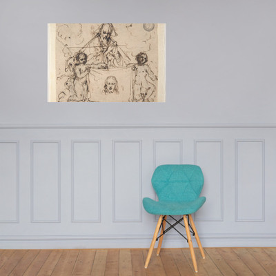 Veronica's Veil Held by Two Angels and God the Father(?) - Anonymous, Italian, Bolognese, 17th century - 17th century - Paper Poster Museum quality 7794941