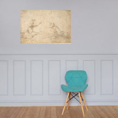 Man Fishing and Man Reclining Against a Rock - Anonymous, Italian, Neopolitan, 17th century - 17th century - Paper Poster Museum quality 7796719