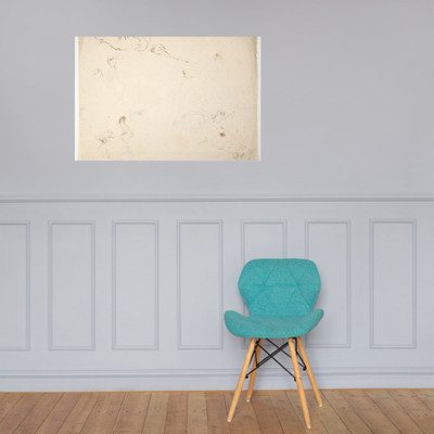 Figures in Battle and Head of a Horse (recto); Studies of a Man's Head and Arms (verso) - Stefano della Bella - 1610–64 - Paper Poster Museum quality 7796999