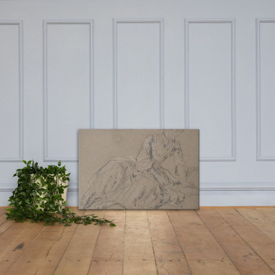 Woman Seated on the Ground - Nicolas Lancret - early 18th century - Canvas Museum quality 7798372