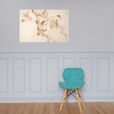 Two Seated Satyrs and a Child Satyr - Giovanni Battista Tiepolo - 1696–1770 - Paper Poster Museum quality 7795103