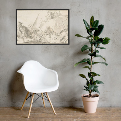 Illustration for a Book:  Scene of Combat - Giovanni Battista Tiepolo - 1696–1770 - Matte Paper Framed Poster Museum quality 7799316