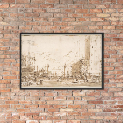 The Piazzetta, Looking Toward San Giorgio Maggiore (recto); Two Columns (verso) - Francesco Guardi - 1712–93 - Matte Paper Framed Poster Museum quality 7795720