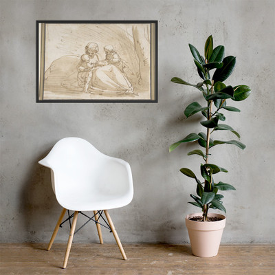 Madonna and Child with the Infant Saint John - Luca Cambiaso - 1527–85 - Matte Paper Framed Poster Museum quality 7796867