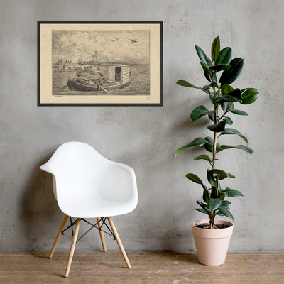 Calling to Shore - Charles-François Daubigny - 1861 - Matte Paper Framed Poster Museum quality 7799442