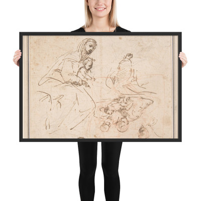 Two Studies for the Madonna and Child (recto); Flagellation (verso) - Anonymous, Italian, 16th century - 16th century - Matte Paper Framed Poster Museum quality 7794899