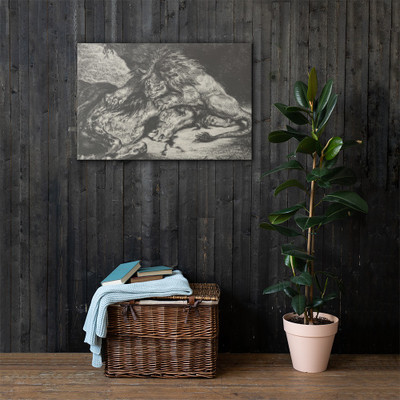 Lion Devouring a Horse - Eugène Delacroix - 1844 - Canvas Museum quality 7798847