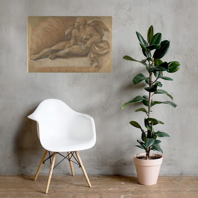 Nude Male Figure Seated on the Ground - Amico Aspertini - ca. 1535–40 - Paper Poster Museum quality 7797118