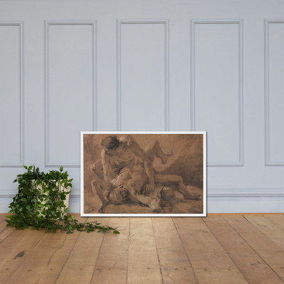 Two Nude Male Figures Struggling Together - Nicolas de Largillierre (or Largillière) - 1709–10 - Matte Paper Framed Poster Museum quality 7798318