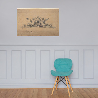 Design for an Overdoor or Headpiece: Two Reclining Figures and Urn - Anonymous, Italian, first half of the 18th century - 18th century - Paper Poster Museum quality 7797590