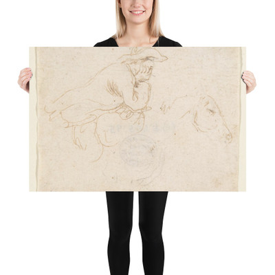 Man on Horseback seen in Profile View Facing Right. - Stefano della Bella - 1610–64 - Photo Paper Poster Museum quality 7794844