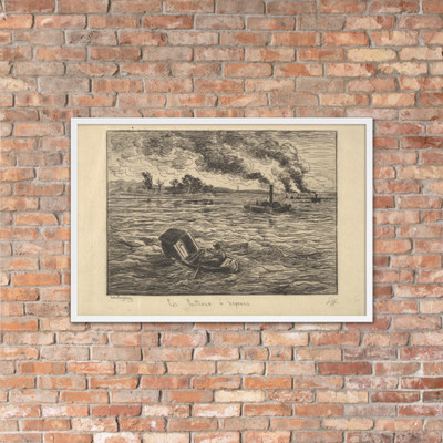 The Steam Boats - Charles-François Daubigny - 1861 - Matte Paper Framed Poster Museum quality 7799438