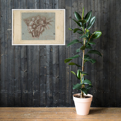 Design for a Pendentive:  Youthful Musicians with Stringed Instruments - Pomponio Amalteo - 1505–88 - Matte Paper Framed Poster Museum quality 7797165