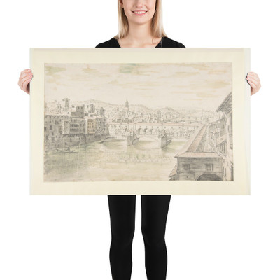 View of the Ponte Vecchio, Florence - Israel Silvestre - 17th century - Paper Poster Museum quality 7798477