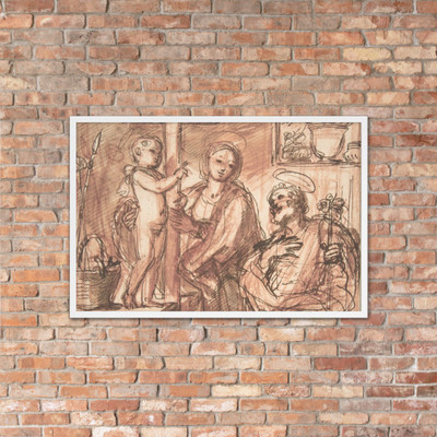 Holy Family in an Interior - Anonymous, Italian, Roman-Bolognese, 17th century - 17th century - Matte Paper Framed Poster Museum quality 7796093