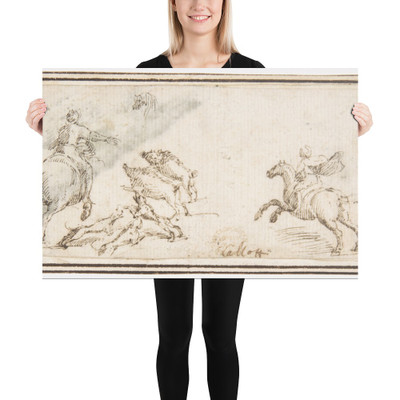 Boar Hunt - Francesco Allegrini - 1624–63 - Paper Poster Museum quality 7797193