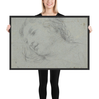 Head of a Woman (recto); Head of a Child, Study of Children's Forearms (verso) - Ciro Ferri - 1634–89 - Matte Paper Framed Poster Museum quality 7796293