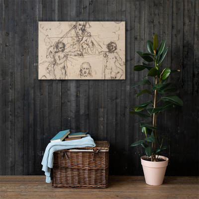 Veronica's Veil Held by Two Angels and God the Father(?) - Anonymous, Italian, Bolognese, 17th century - 17th century - Canvas Museum quality 7794955